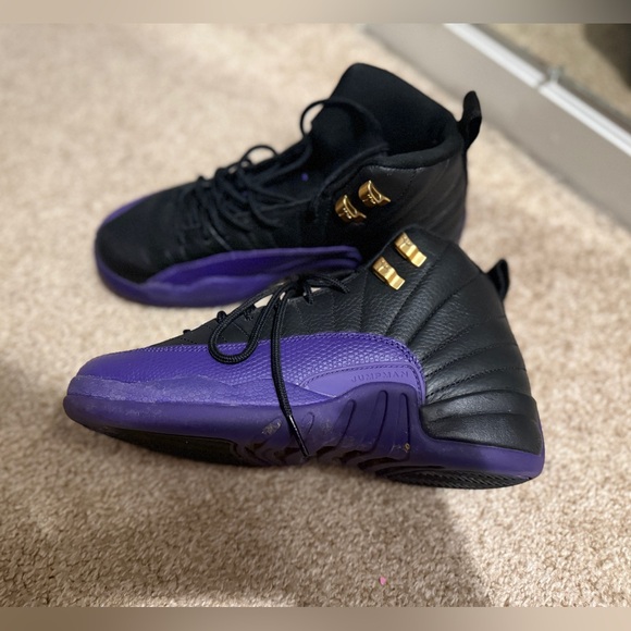Jordan 12 Retro Black and Purple with Gold Details - Picture 3 of 5